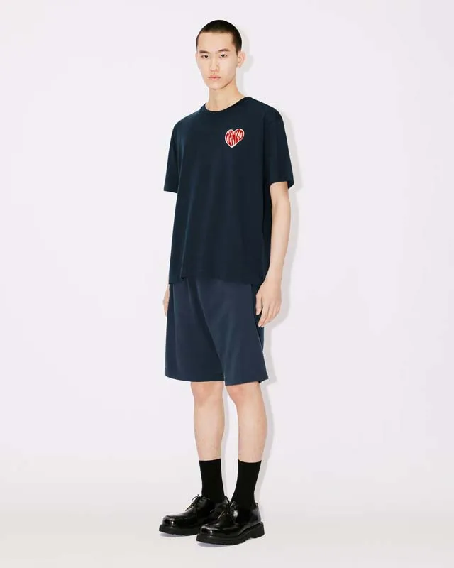 [Chinese Valentine's Day Series] KENZO 23 early autumn new men's love pattern letter casual T-shirt Color: Black Tibetan Blue White Size: M L